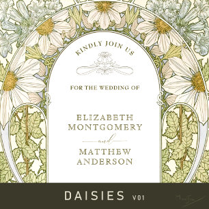 Vintag Marguerite Daisies Wedding Alphonse Mucha All In One Einladung
