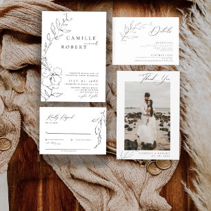 Moderne Hochzeit der Minimalistischen Szene Grüne  Einladung