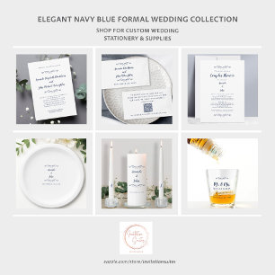 Elegantes Navy Blue Weddings Trendy Empfang Party Pappteller
