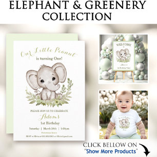 1. Geburtstag Junge Elephant Green Name Baby T-shirt