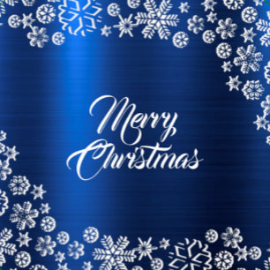 Weihnachtsfeier White Snowflakes Navy Blue Kaffeetasse