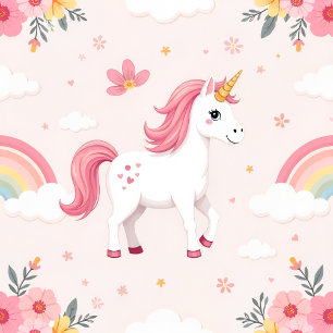 Dreamy Unicorns, Regenbogen, Blume, Girl Notizblock