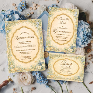Vintage Coastal Garden Quinceañera Einladung