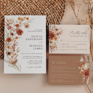 Boho Terracotta Taupe Elegante Hochzeit Save The Date