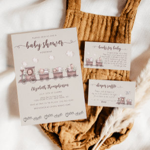 Safari Animals Train Baby Dusche Windelwürfel Raff Begleitkarte