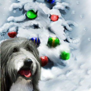 Bärtige Collie-Weihnachtsgeschenke Feiertagskarte