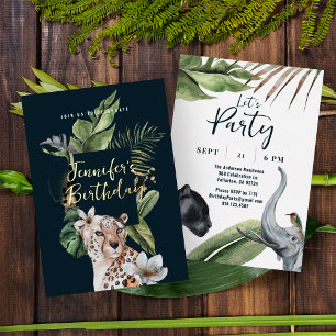 Wild Jungle Leopard 50. Geburtstagsparty Folieneinladung