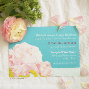 Pink Peony Lagoon Wedding Danke Runder Aufkleber