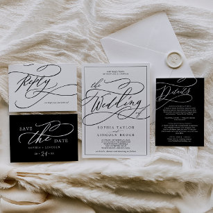 Romantische Kalligrafie   Rahmen in einer Hochzeit Einladung