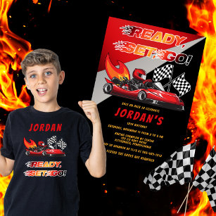 Rot   Black Go Kart Racing Geburtstag T-Shirt