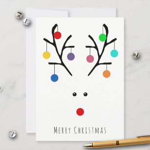 Moderne Weihnachtskarte Whimsical Rentier Feiertagskarte
