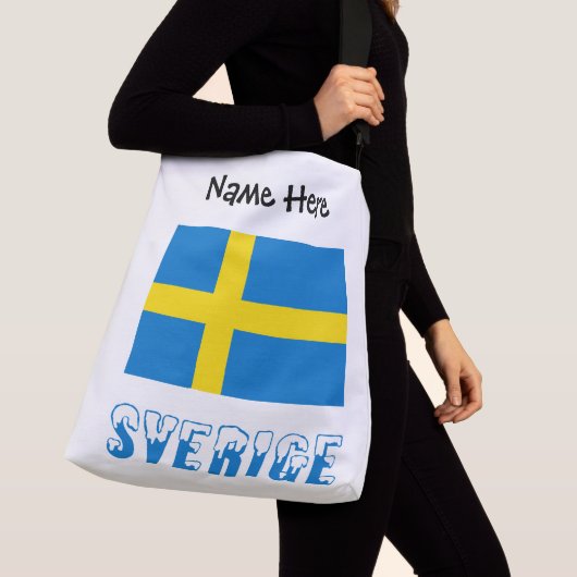 Sverige och Svenska Personalisierte Tragetaschen Mit Langen Trägern (Von Nahem)