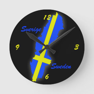 Sverige = Schweden-Karte Runde Wanduhr