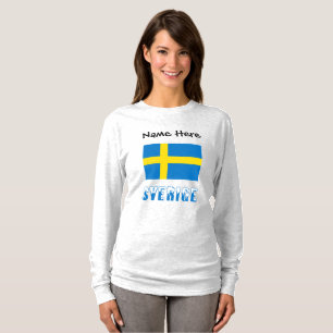 Sverige Schwedische Flagge Black Personalisierte D T-Shirt