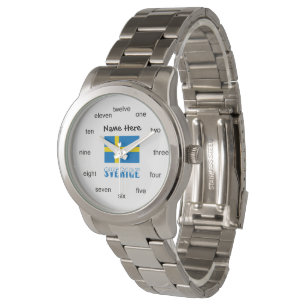 Sverige Schwedische Flagge Black Personalisierung Armbanduhr
