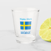Sverige Svenska Flagga Blue Personalisiert Schnapsglas (Vorderseite)