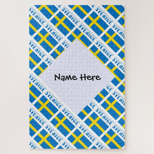 Sverige Svenska harte schwarze Personalisierung Puzzle (Vertikal)