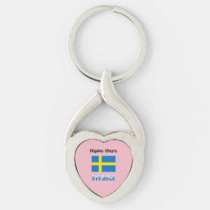 Sverige und schwedische Flagge Personalisiert  Schlüsselanhänger