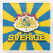 Sverige-Wappen Glasuntersetzer (Vorderseite)