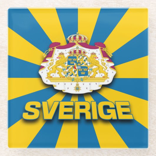 Sverige-Wappen Glasuntersetzer (Vorderseite)