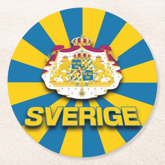 Sverige-Wappen Runder Pappuntersetzer (Vorderseite)