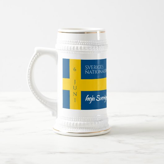 Sveriges Nationaldag Flag zum schwedischen Nationa Bierglas (Links)