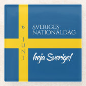 Sveriges Nationaldag Flag zum schwedischen Nationa Glasuntersetzer (Vorderseite)
