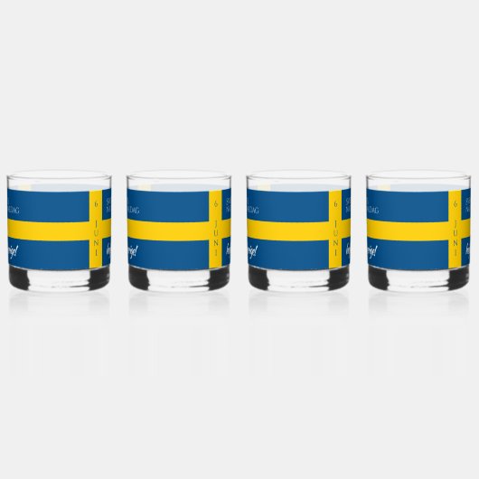 Sveriges Nationaldag Flag zum schwedischen Nationa Whiskyglas (Links)