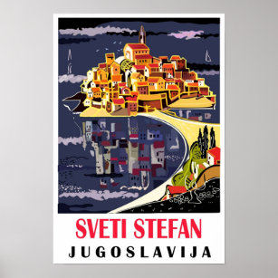 Sveti Stefan Insel Jugoslawien Montenegro Vintag Poster