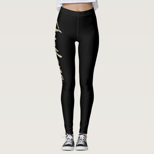 Svetlana white gold Handwriting Hose Leggings (Vorderseite)