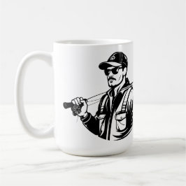 SVG Benutzerdefinierter Bassangler und Rute Kaffeetasse