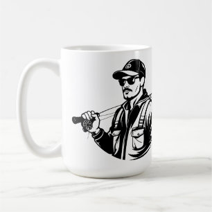 SVG Benutzerdefinierter Bassangler und Rute Kaffeetasse