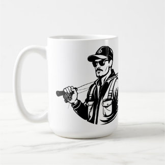 SVG Benutzerdefinierter Bassangler und Rute Kaffeetasse