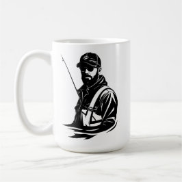 SVG benutzerdefinierter Fliegenfischer und Rute Kaffeetasse