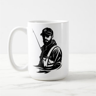 SVG benutzerdefinierter Fliegenfischer und Rute Kaffeetasse