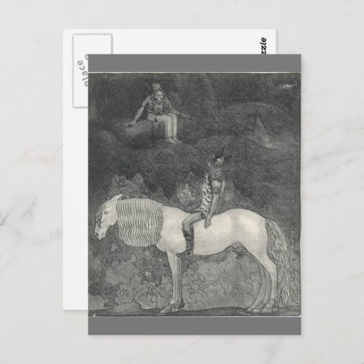 Svipdag spricht mit Thokk von John Bauer Postkarte (Vorne/Hinten)