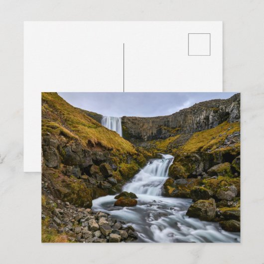 Svodufoss Wasserfall Postkarte (Vorne/Hinten)