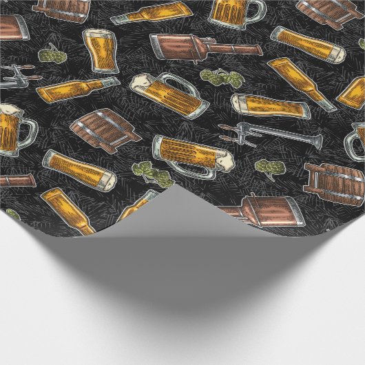 SW Bier Black Wrapping Paper Geschenkpapier (Ecke)