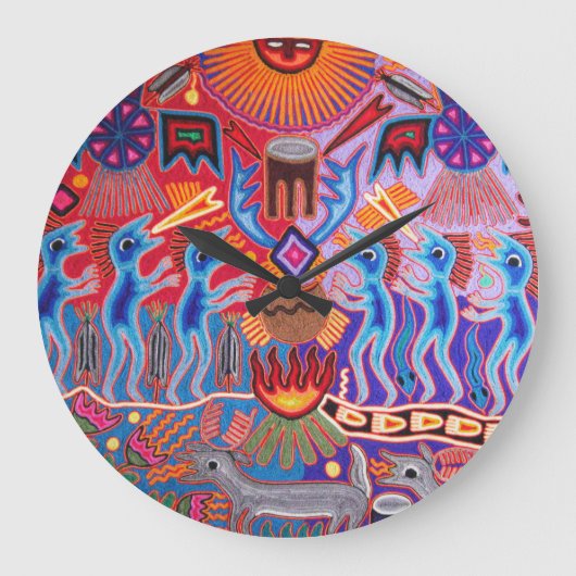 SW Huichol Peyote Rituale Zeremonie Uhr (Vorderseite)