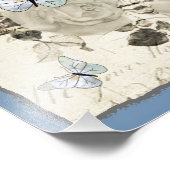 SW Rose und Schmetterlinge Fotodruck (Ecke)