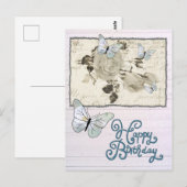 SW Rose und Schmetterlinge Postkarte (Vorne/Hinten)