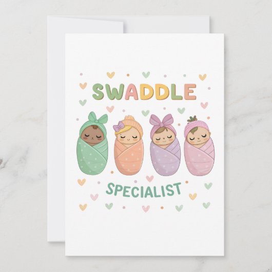 Swaddle Specialist Cute Baby Illustration Einladung (Vorderseite)