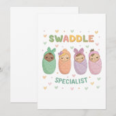 Swaddle Specialist Cute Baby Illustration Einladung (Vorne/Hinten)