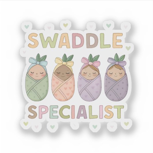 Swaddle Specialist Pastel Baby Illustration Aufkleber (Vorderseite)