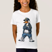 Swag Cartoon Duck with Gold Chains and Hoodie T-Shirt (Vorderseite)