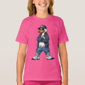 Swag Cartoon Duck with Gold Chains and Hoodie T-Shirt (Vorderseite)