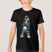 Swag Cartoon Duck with Gold Chains and Hoodie Tri-Blend Shirt (Vorderseite)