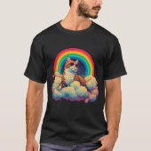 Swag Cat | Farbige Katze mit Regenbogen und Wolken T-Shirt (Vorderseite)