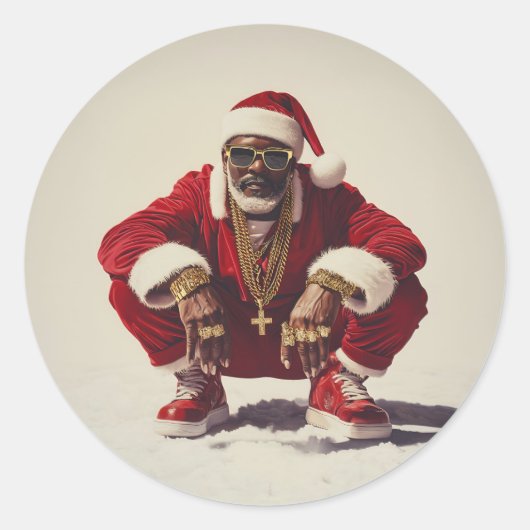 Swag Santa A Modern Nehmen Sie das Holiday Icon Runder Aufkleber (Vorderseite)