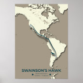 Swainsons "Hawk Migration Map" - Minimalistisch Vi Poster (Vorne)